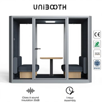 UNIBOOTH Cabina Acústica Resistente de Aluminio con Aislamiento de Sonido de 30dB, ISO 23351, Ignífuga, de Montaje Rápido, para Espacios de Trabajo Compartidos y Estudios, OEM ODM