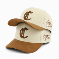 Casquette de baseball snapback personnalisée OEM avec logo brodé en 3D, casquette de baseball bicolore en velours côtelé avec visière en daim