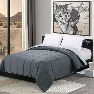 Tất cả các mùa đảo ngược Vua Kích thước Comforter Xám Duvet chèn nhẹ bộ đồ giường mềm Quilted kích thước đầy đủ tối - Product Image 2