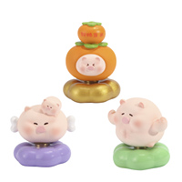 Figurines de cochon mignonnes en résine, boîte surprise rotative, jouets de dessin animé, vente en gros, ornement de bureau, décoration de tableau de bord de voiture