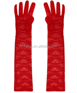 Gants de mariée en <span class=keywords><strong>satin</strong></span> respirant en polyester, longs, à doigts complets, avec dentelle et sequins, pour femme, de haute qualité, en stock - Product Image 4