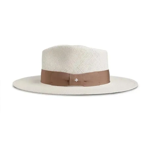 Chapeau Panama en paille Toquilla unisexe avec bande de ruban marron, chapeau de soleil de plage à large bord pour adultes 56-58CM - Product Image 1