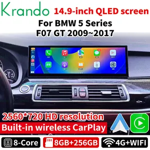 Krando pemutar dvd mobil Android 12.0, dvd radio mobil 14.9 inci 8 + 256G untuk BMW 5 Series F07 2009 ~ 2017