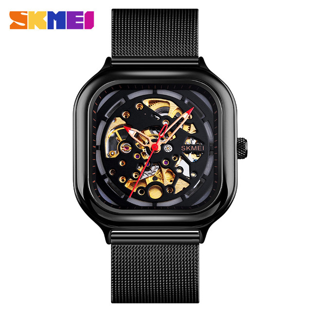 Luxury Hollow Skeleton Mens Strainless Steel Montre Homme Skmei Mechanical Automatic Watch 9184