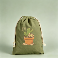 Sac à cordon personnalisé en toile avec motif de dessin animé simple, poignée sérigraphiée, pochette réutilisable écologique, durable et légère pour la maison