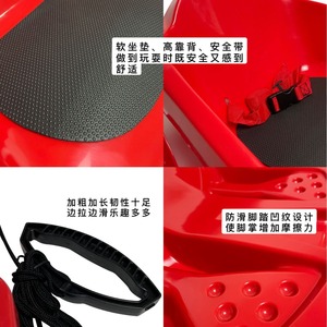 Trineo para bebés con cinturón de seguridad y cuerda para niños, para deslizarse por la nieve al aire libre, color rojo, plástico duradero - Product Image 3