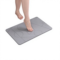 Tapis de sol carré en terre de diatomée absorbant et à séchage rapide, imprimé, antidérapant, pour la maison et les toilettes