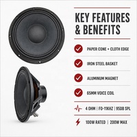 Speaker Audio Mobil OEM 10 Inch Woofer dengan Kerucut Kertas dan Tepi Kain 100W/200W 4 Ohm untuk Produsen Merek Mobil