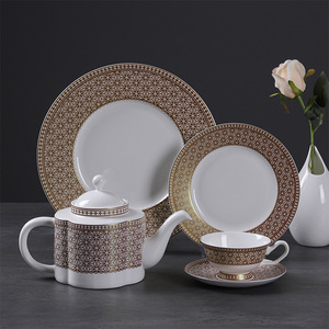 China Juego de vajilla Bone China Plato de cena <span class=keywords><strong>Proveedores</strong></span> de vajilla de porcelana Venta al por mayor Juego de cuencos y platos Juego de cena de hotel personalizado - Product Image 6