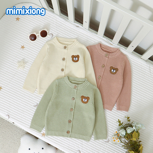 Suéter Mimixiong Tejido para Recién <span class=keywords><strong>Nacido</strong></span> con Bordado <span class=keywords><strong>de</strong></span> Oso, Chaqueta <span class=keywords><strong>de</strong></span> <span class=keywords><strong>Punto</strong></span> con Patrón Animal, Cárdigan <span class=keywords><strong>de</strong></span> Algodón - Product Image 2
