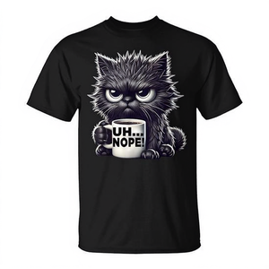 T-shirt a maniche corte Sassy Coffee Cat Lover per adulti, unisex, girocollo, stampa digitale - Product Image 2