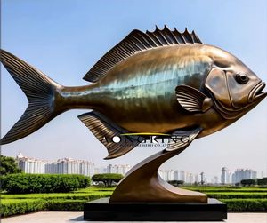 Aongking diseño tamaño Real mar Animal pez estatua latón Metal gigante <span class=keywords><strong>Trevally</strong></span> escultura - Product Image 1