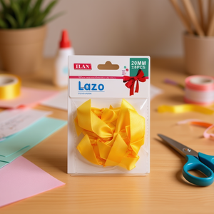 ILAN Lazo Fiocco in Nastro Giallo 20mm 8 Pezzi Decorazione Artigianale - Product Image 2