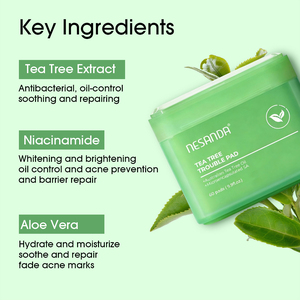 Almohadillas de Tónico de Árbol de Té OEM con <span class=keywords><strong>Lactobacillus</strong></span> Calmante y Suavizante para Pieles Sensibles y Propensas al Acné, Mascarilla Facial Hipoalergénica de Gasa - Product Image 5