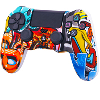Coque de protection fine en silicone et caoutchouc à impression par transfert d'eau personnalisée à faible MOQ pour manette de jeu PS4 Dualshock 4