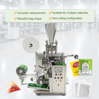 Machine de conditionnement verticale pour sachets de thé en papier triangulaires avec étiqueteuse à fil