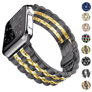 Correa de metal Upro hot 7 Bead para Apple Watch Series 9 8 7 6 5 4, correa de reloj dorada de 22 mm y 20 mm, correa de acero inoxidable. - Product Image 2