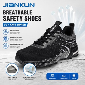 50% de Descuento en Zapatos de Seguridad JIANKUN ASTM CE Ligeros para <span class=keywords><strong>Hombre</strong></span>, Calzado de Trabajo Transpirable con Malla Antideslizante y Puntera de Acero, Estilo Moderno - Product Image 1