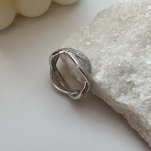 Bague en argent pur S925 brossé avec un design de niche, style vintage italien et français, coupe en platine, bijoux fins - Product Image 5