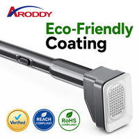 ARODDY Source Factory Barre de douche télescopique en acier noir 0,7-1,2 m, sans perçage, antirouille, à tension rapide