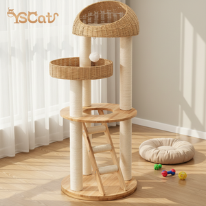 Premium Großer Katzenkratzbaum Turm Luxus-Stil Sisal Jute Material Naturholz Mini XXL Innen Katzenbaum Kartonverpackt - Product Image 1