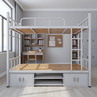 Lit superposé en métal pour dortoir, avec armoire de rangement verrouillable, robuste et peu encombrant, fourni par l'usine