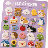 Autocollants en feutre esthétiques pour scrapbooking, journal créatif, vente en gros, personnalisés, motif fleurs sauvages et nuages, autocollants adhésifs