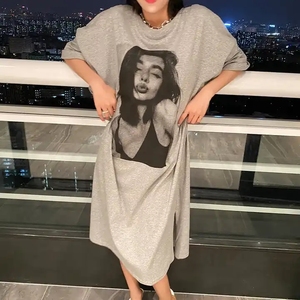 Высококачественное женское платье-футболка оверсайз с индивидуальным логотипом, повседневное, 100% хлопок, длинные футболки для женщин - Product Image 1