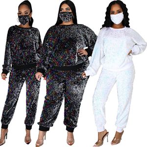 I prodotti più venduti <span class=keywords><strong>Online</strong></span> eleganti abbigliamento Casual Plus Size da <span class=keywords><strong>donna</strong></span> manica lunga due pezzi Set di paillettes - Product Image 1