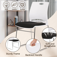 Chaises multifonctionnelles empilables en métal avec coussin de siège en PP pour bureaux et salles d'accueil - Vente en gros