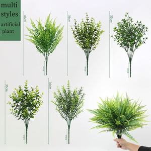 Vente en gros de plantes artificielles vertes bouquet de fougères persanes feuilles d'eucalyptus faux plant vert buisson - Product Image 3