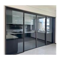 Porte coulissante à rupture de pont thermique, efficace en termes d'énergie NFRC, pour usage commercial et intérieur (chambre), en alliage d'aluminium, résistante aux intempéries, double.