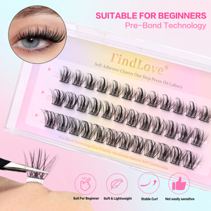 Nueva Serie <span class=keywords><strong>de</strong></span> Extensiones <span class=keywords><strong>de</strong></span> <span class=keywords><strong>Pestañas</strong></span> en Racimo Pre-Encoladas con Logotipo Personalizado, Resistentes al Agua, Volumen Grueso 3D, Sin Pegamento, <span class=keywords><strong>Pestañas</strong></span> Postizas <span class=keywords><strong>de</strong></span> Longitud Mixta - Product Image 3