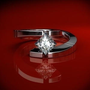 yunnique Wish Square Princess <b>Ring</b> <b>With</b> Simulated Diamonds <b>925</b> Sterling <b>Silver</b> Plated Women's Engagement <b>Ring</b> - Product Image 3