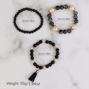 Bohemian Candy-Color Unisex Glass <b>Rope</b> Beaded <b>Bracelet</b> With Natural Stone and Tassel Design High-Appearance B0035 Candy-Color De - Product Image 4