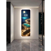 Jam Dinding Digital LED Desain Elemen Lanskap Gelombang Mewah Modern, Lampu LED, Pelat Kristal Karbon, Ukiran Dekoratif