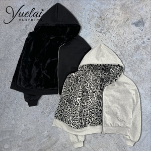 Produttore di Abbigliamento Personalizza <span class=keywords><strong>Felpa</strong></span> <span class=keywords><strong>con</strong></span> Cappuccio Reversibile <span class=keywords><strong>con</strong></span> Stampa Leopardata, <span class=keywords><strong>Oversize</strong></span>, Pesante, Foderata in Pile, Casual, <span class=keywords><strong>con</strong></span> <span class=keywords><strong>Zip</strong></span> - Product Image 1
