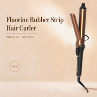 Fer à boucler électrique professionnel en titane or rose de 32 mm pour salon de coiffure, avec fût noir pour boucles parfaites