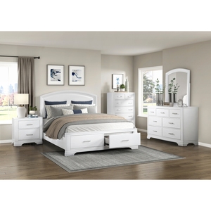 Comodino dal Design Elegante con Finitura Bianca e Due Cassetti, Stile Transizionale, Arredamento Camera da Letto, 1 Pezzo - Product Image 4