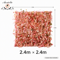 ANNIELU Künstliche Blumenwand Hintergrund 8x8ft Aufrollbare Seidenrosen-Paneele für Hochzeit Party Event Dekoration