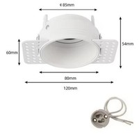 Plafonnier LED encastré sans cadre, support d'ampoule GU10 MR16, spot rond, cadre réglable