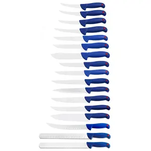 Großhandel scharfes auf Lager Angeln-Filet-Messer-Set zum Entbeinen Häuten Metzger Schneiden mit PP blauem Griff Angeln-Filet-Messer-Set