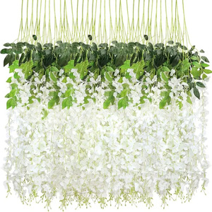 Decoración Floral de Techo para Restaurantes y Bodas, <span class=keywords><strong>Planta</strong></span> Artificial de Glicinia de Seda de Alta Calidad al por Mayor - Product Image 1
