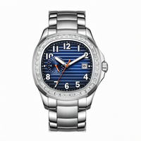 Montre mécanique automatique pour homme, coquille de cauris, luminescente, affichage 24 heures, lunette sertie de diamants, acier inoxydable, verre résistant à l'eau 5 BAR