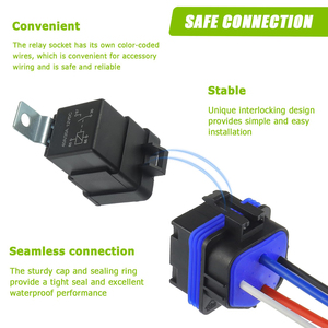 Водонепроницаемый 4-контактный 40/30 Ампер 12 В DC SPST реле с жгутом проводов для лодок автомобильные вентиляторы автомобилей - Product Image 6