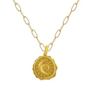 Acero inoxidable 18K chapado en oro joyería Solar <span class=keywords><strong>Eclipse</strong></span> Celestial sol joyería collar Luna corazón sol Luna collar F mujeres - Product Image 1