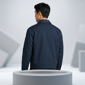 Blouson universitaire (varsity jacket) pour hommes grandes tailles, imperméable, coupe-vent, respirant, en polyester/coton, avec logo personnalisé, uni, vente en gros - Product Image 3
