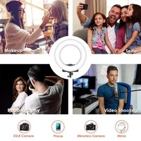 TRIOPO dudukan ponsel LED 18 inci, cincin lampu fotografi LED, tempat ponsel untuk YouTube Live & foto Studio, aksesoris