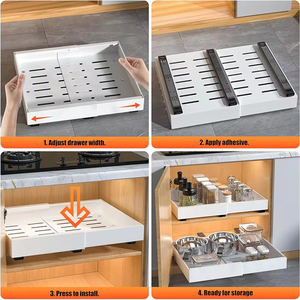 Organizador de armario extraíble con película adhesiva, estantes de <span class=keywords><strong>despensa</strong></span> deslizantes resistentes, estante de <span class=keywords><strong>despensa</strong></span> de cajón deslizante - Product Image 3