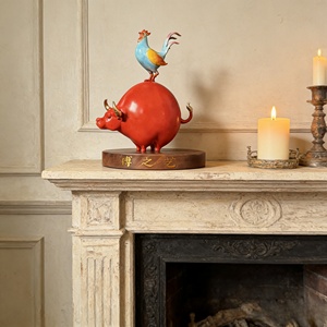 วัวกระทิงเปลี่ยนกระแสแห่งโชคชะตา ไก่แจ้นำความโชคดี ประติมากรรมชิ้นนี้แกะสลักและหล่อขึ้นรูปโดยโบจิยี - Product Image 5